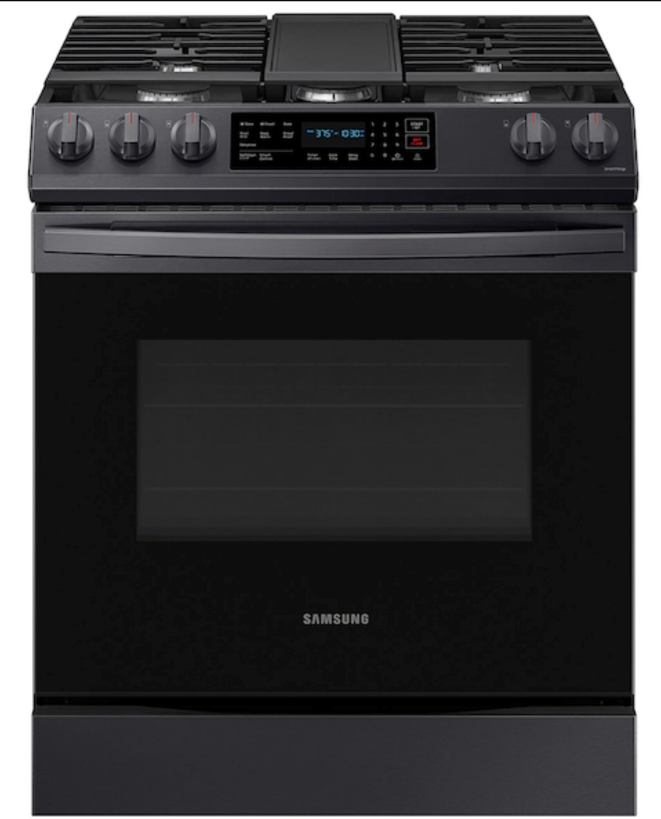 Estufa Samsung de Gas Slide-in Inteligente 6.0 cu. ft. y Convección NX60t8311sg